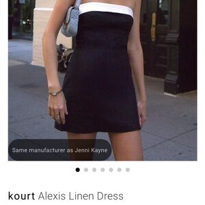 Few Moda Kourt Black and White linen Strapless Dress